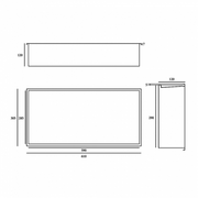 RAK INGOT 300mm x 600mm Recessed Niche with LED Brushed Gold - Technical drawing