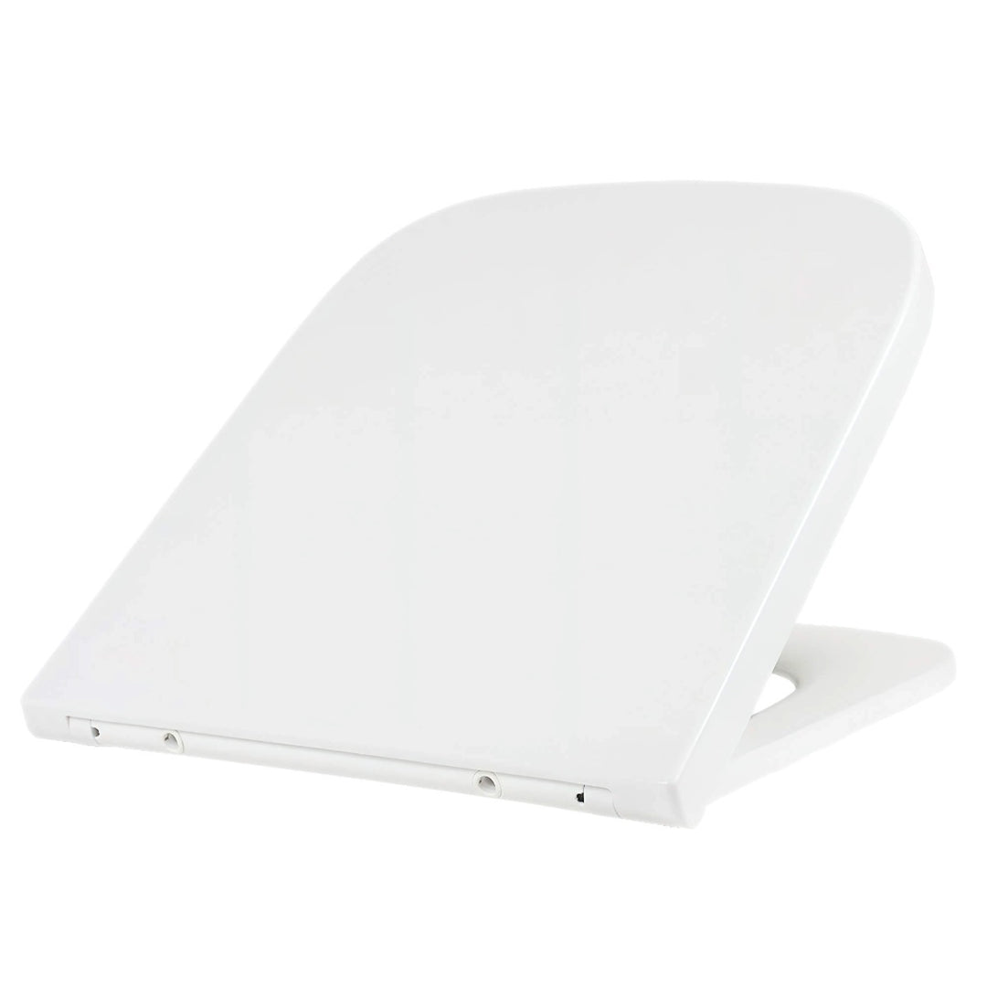 RAK Series 600 wrap over soft close white urea toilet seat with quick-release function and top-fixing hinges, designed to fit compatible RAK Series 600 toilets.
