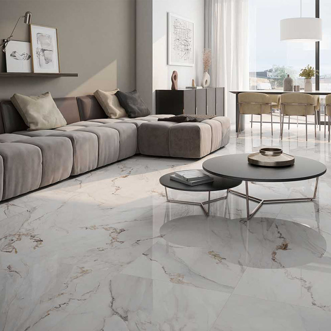 Marble Apuano Blanco polished porcelain tile
