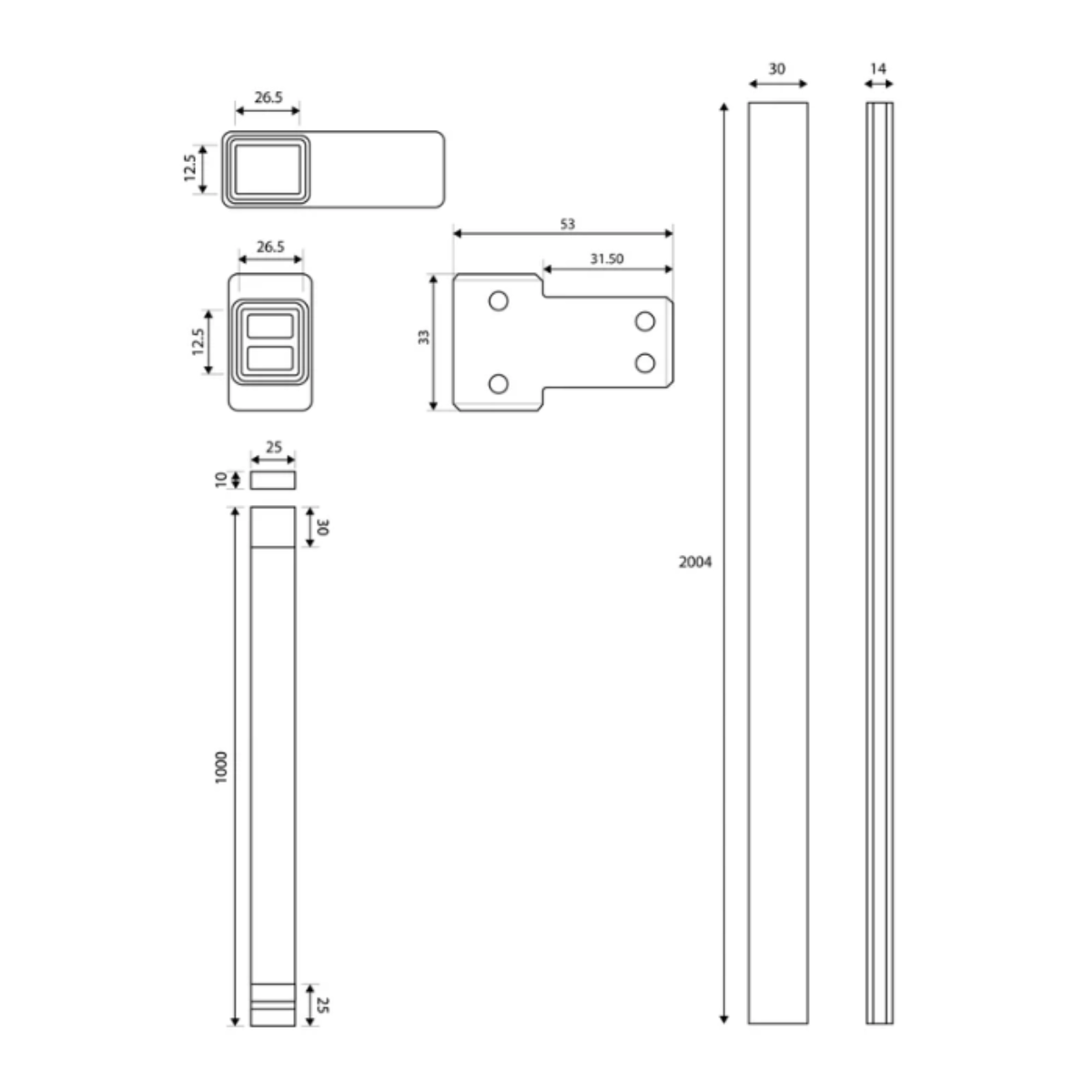 Kiimat Aqua Chrome Wetroom Profile Pack - Technical drawing