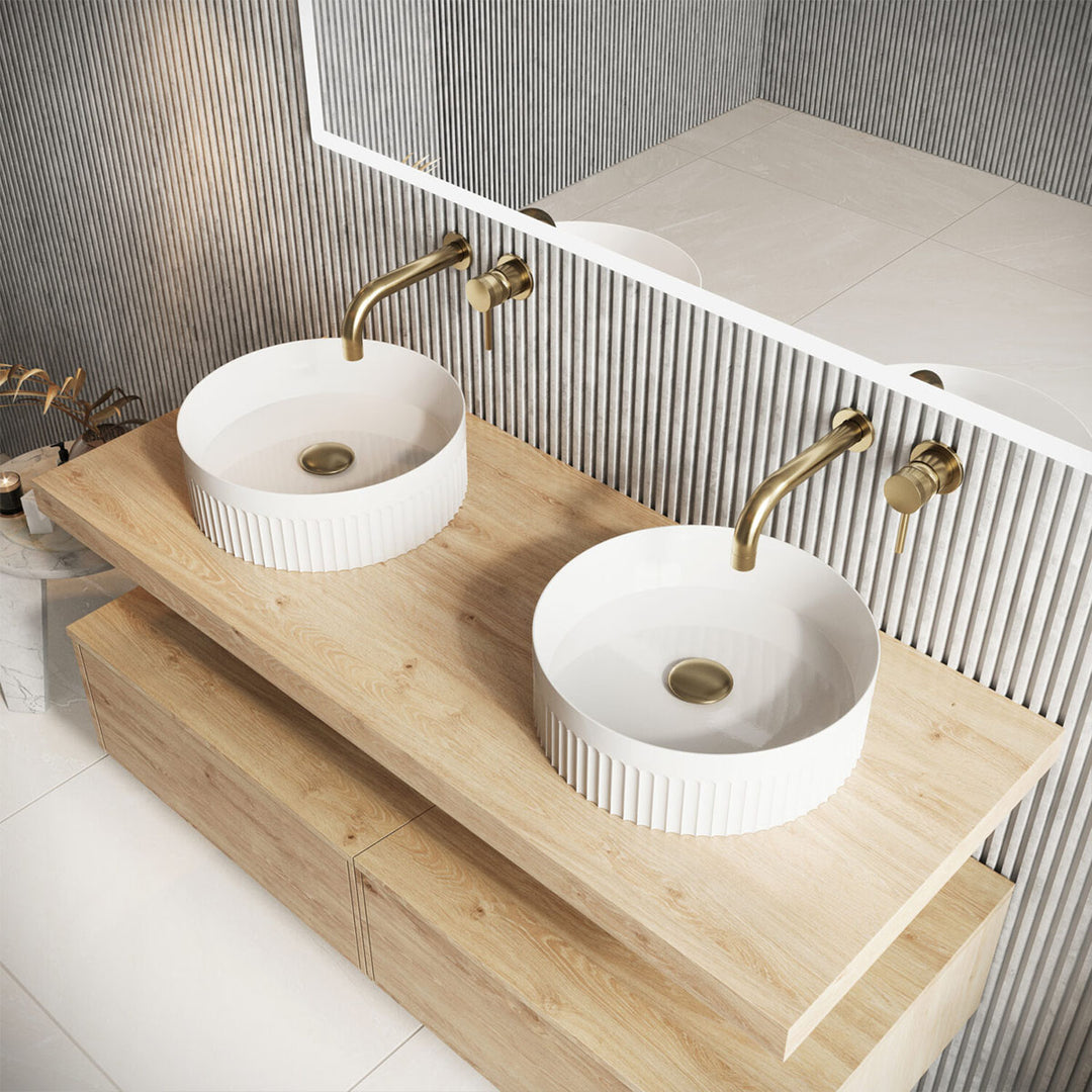 Modulo 1200mm Wall Mounted Shelf - Davos Oak (No Brackets)