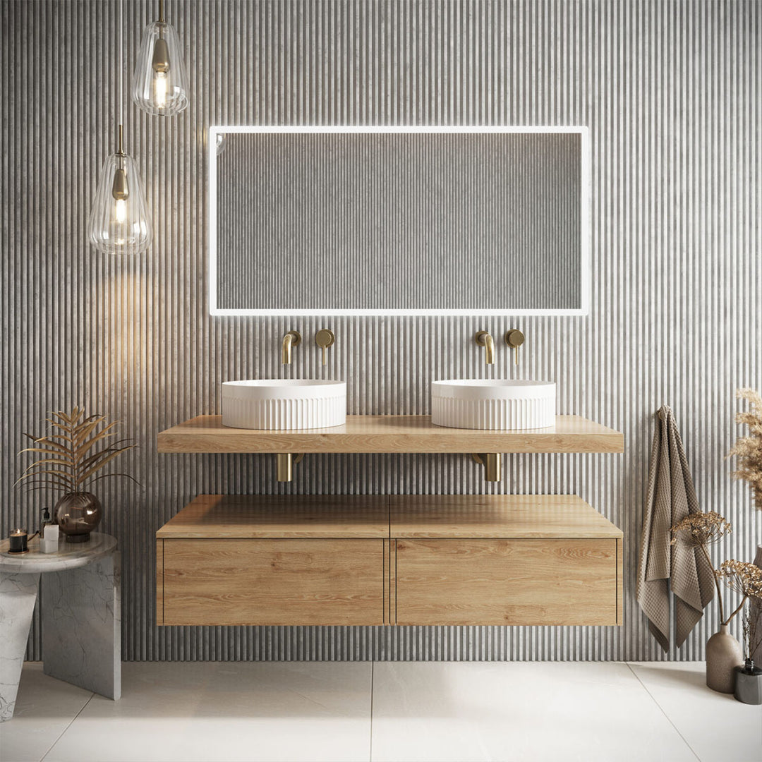 Modulo 1200mm Wall Mounted Shelf - Davos Oak (No Brackets)