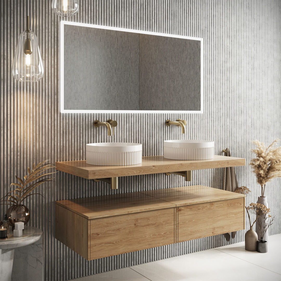 Modulo 1200mm Wall Mounted Shelf - Davos Oak (No Brackets)