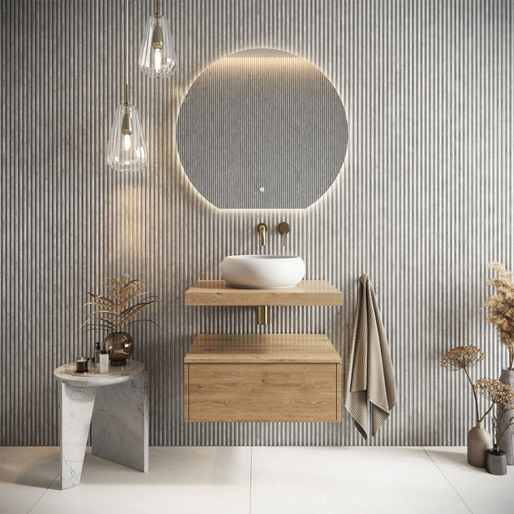 Modulo 600mm Wall Mounted Shelf Davos Oak (No Brackets)