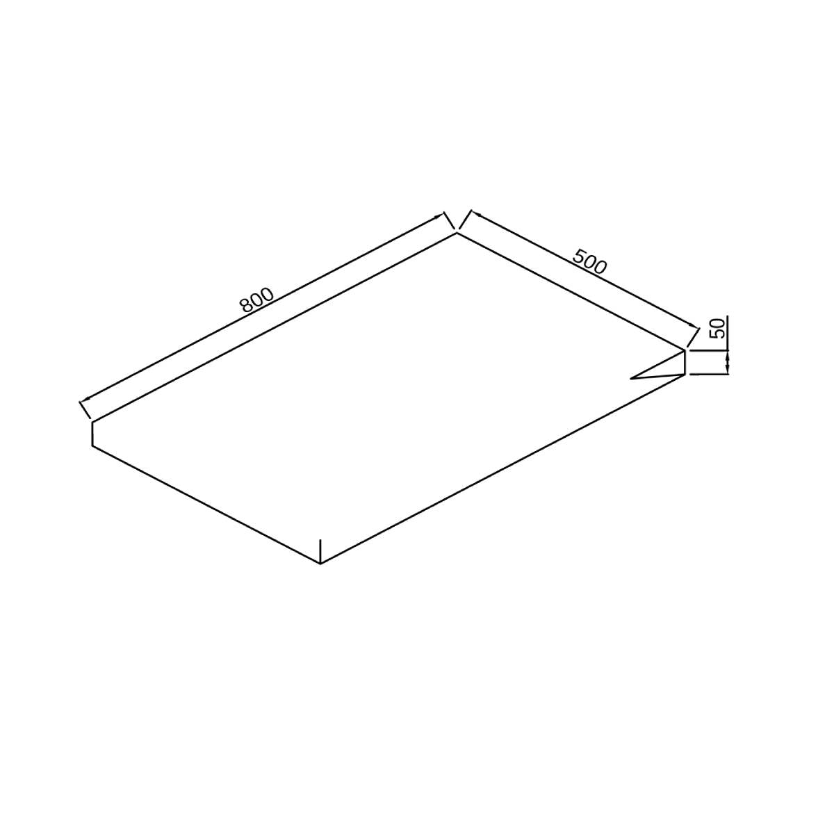 Modulo 800mm Wall Mounted Shelf - Davos Oak (No Brackets) - Technical drawing