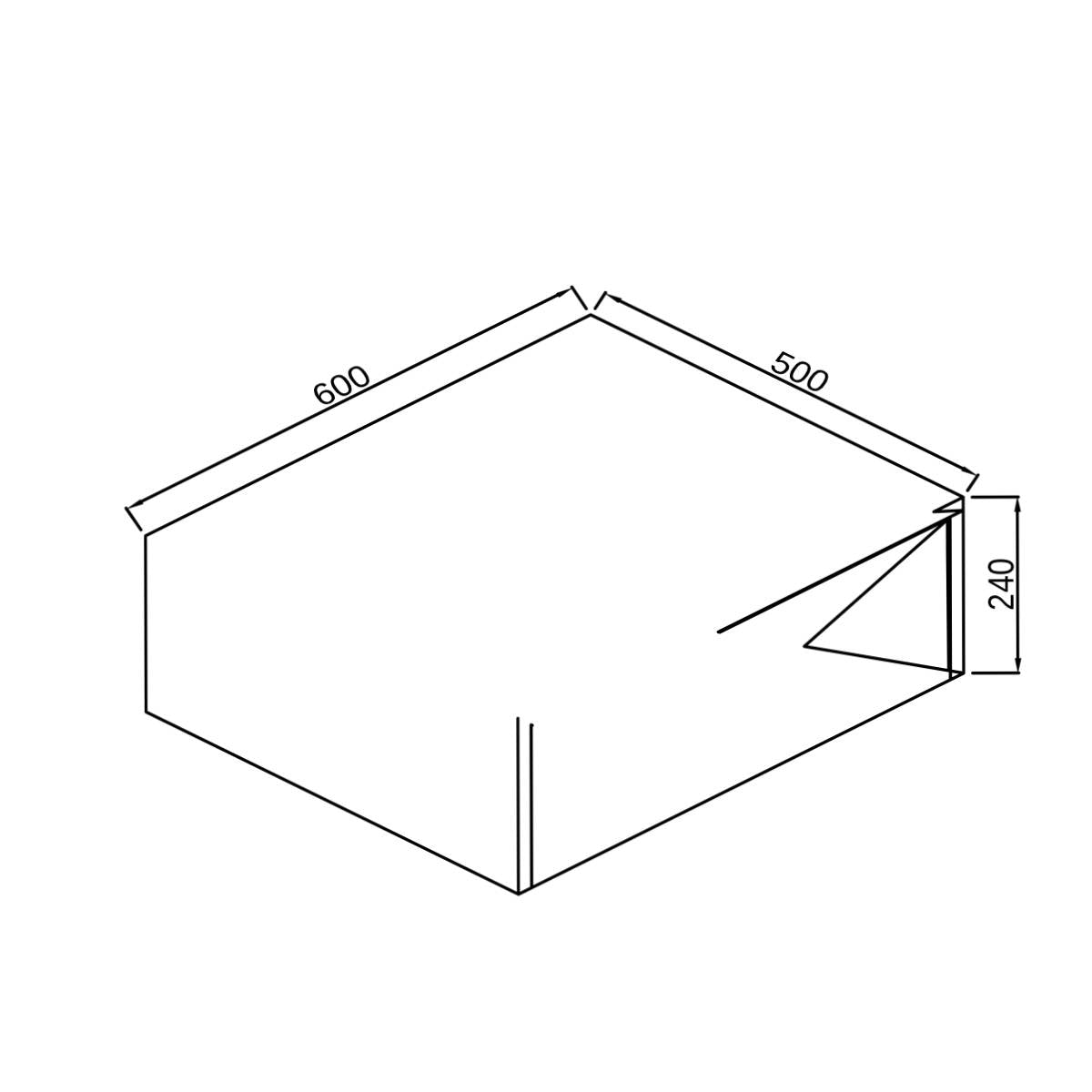 Modulo 600mm Storage Unit - Davos Oak - Technical drawing