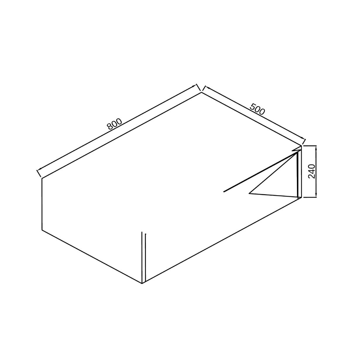 Modulo 800mm Wall Mounted Shelf - Matt White (No Brackets) - Technical drawing