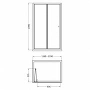Nuie Dene 1900 x 1200mm Bi-Fold Shower Door - Technical drawing