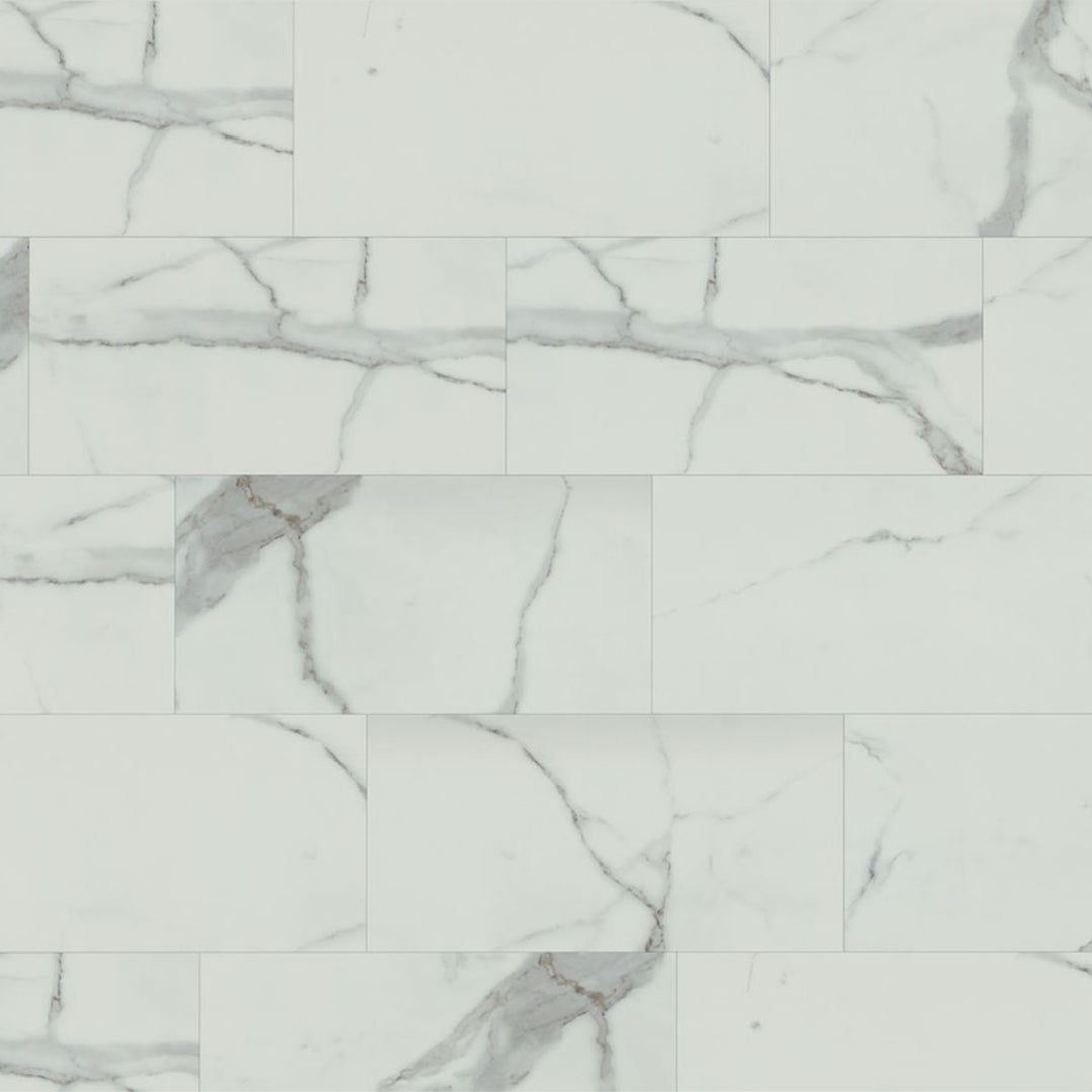 Lusso Floor Luxury Vinyl Tile 610mm x 305mm x 4.5mm 2.23SQM Per Pack - White Carrara Marble