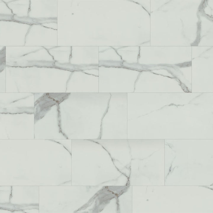 Lusso Floor Luxury Vinyl Tile 610mm x 305mm x 4.5mm 2.23SQM Per Pack - White Carrara Marble