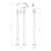 Harrogate Freestanding Bath Shower Mixer - Technical drawing