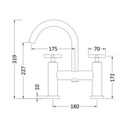 Hudson Reed Tec Crosshead Bath Filler - Technical drawing
