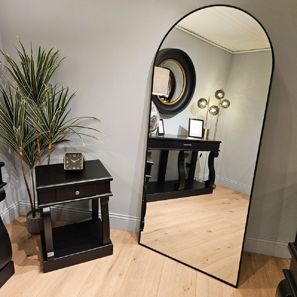 Modena Arch Leaner Mirror Black 80cm