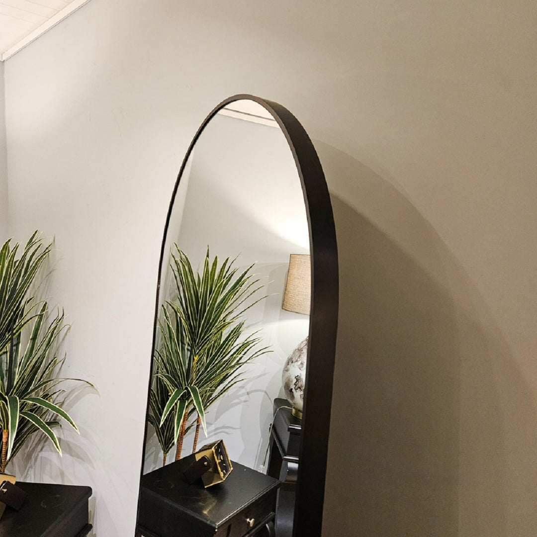 Modena Arch Leaner Mirror Black 80cm