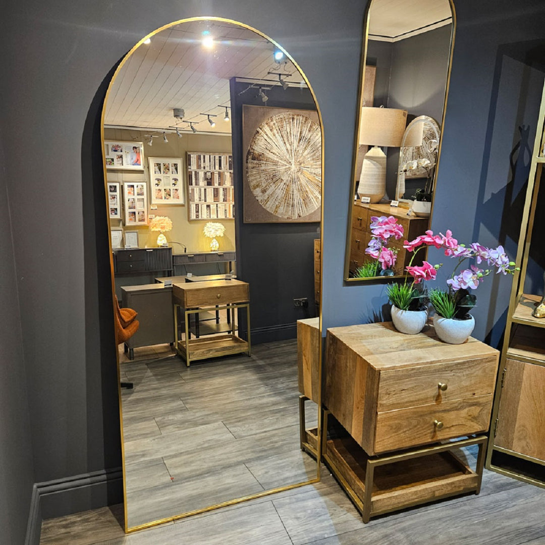 Modena Arch Leaner Mirror Gold 80cm