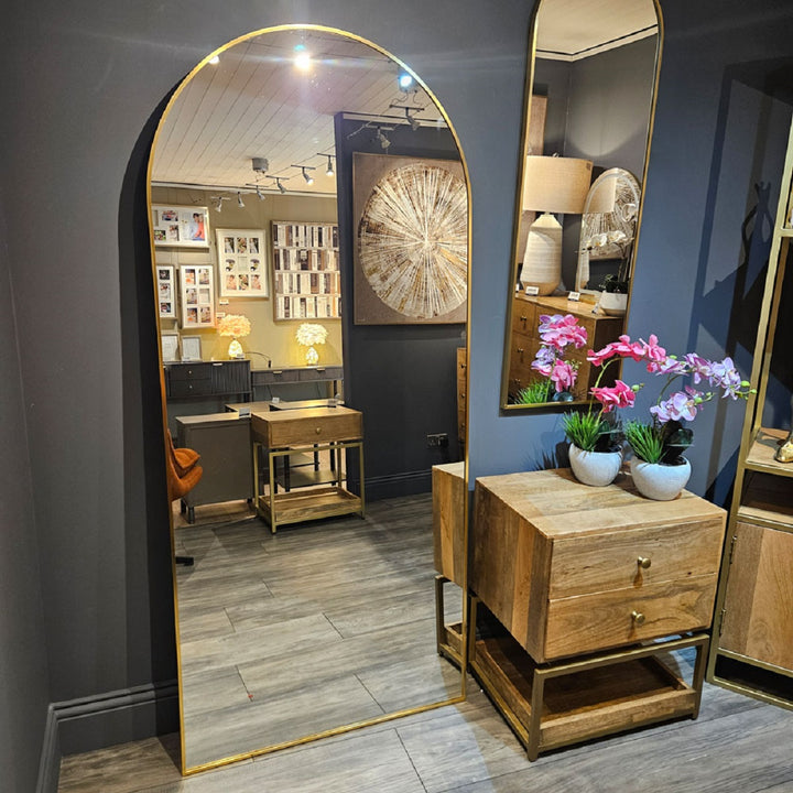 Modena Arch Leaner Mirror Gold 80cm