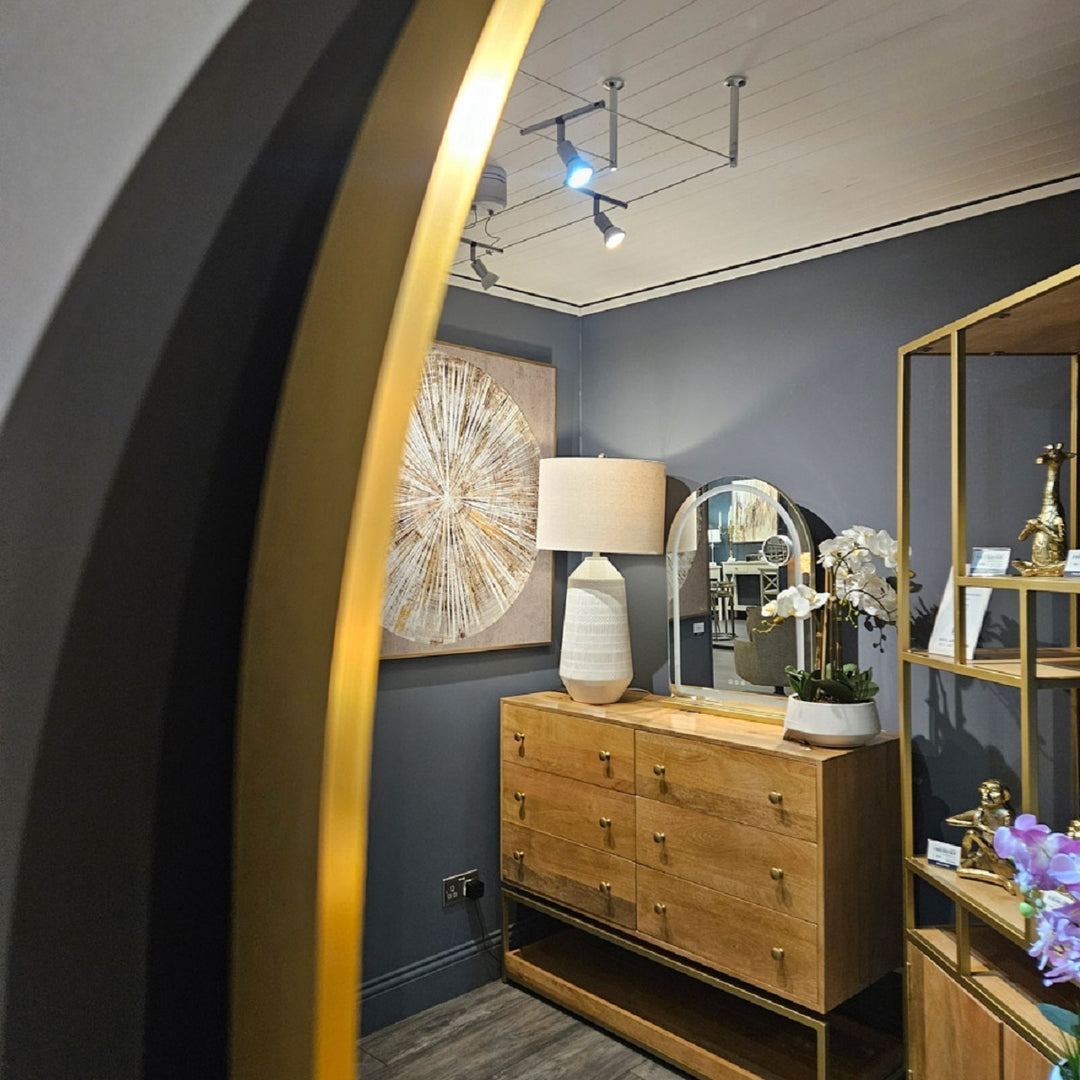 Modena Arch Leaner Mirror Gold 80cm
