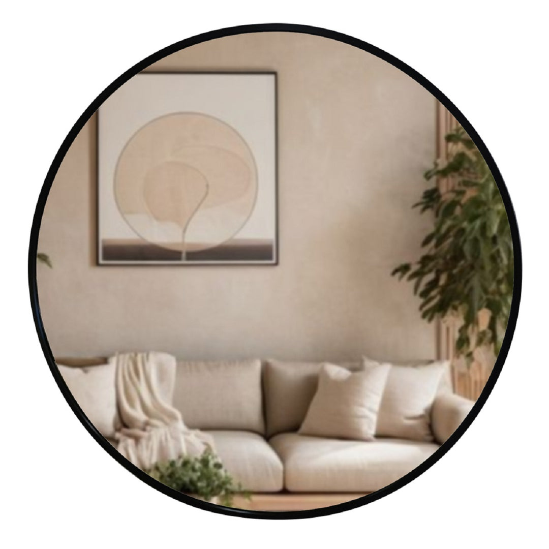 Modena Round Wall Mirror Black 120cm