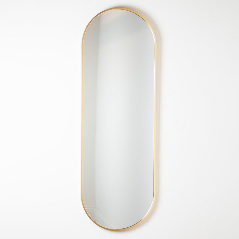 Modena Pill Shape Mirror Gold 40 x 120cm