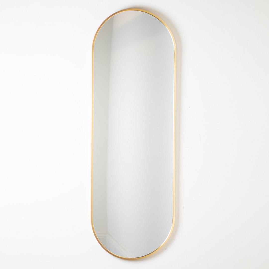 Modena Pill Shape Mirror Gold 40 x 120cm