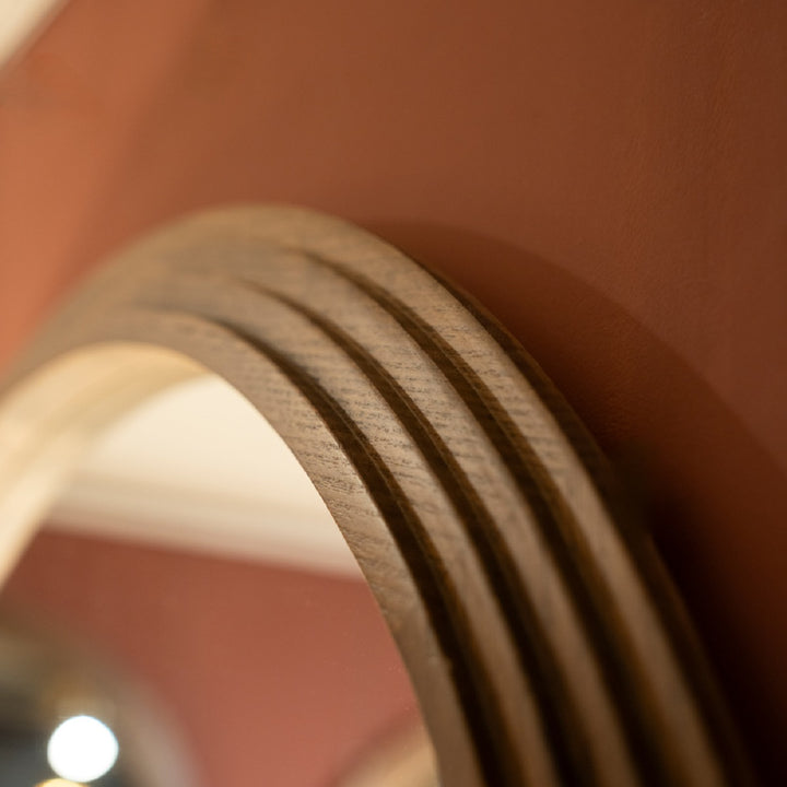 Stepped Round Wall Mirror Natural