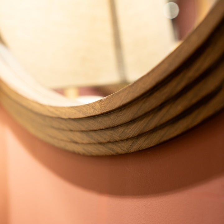 Stepped Round Wall Mirror Natural