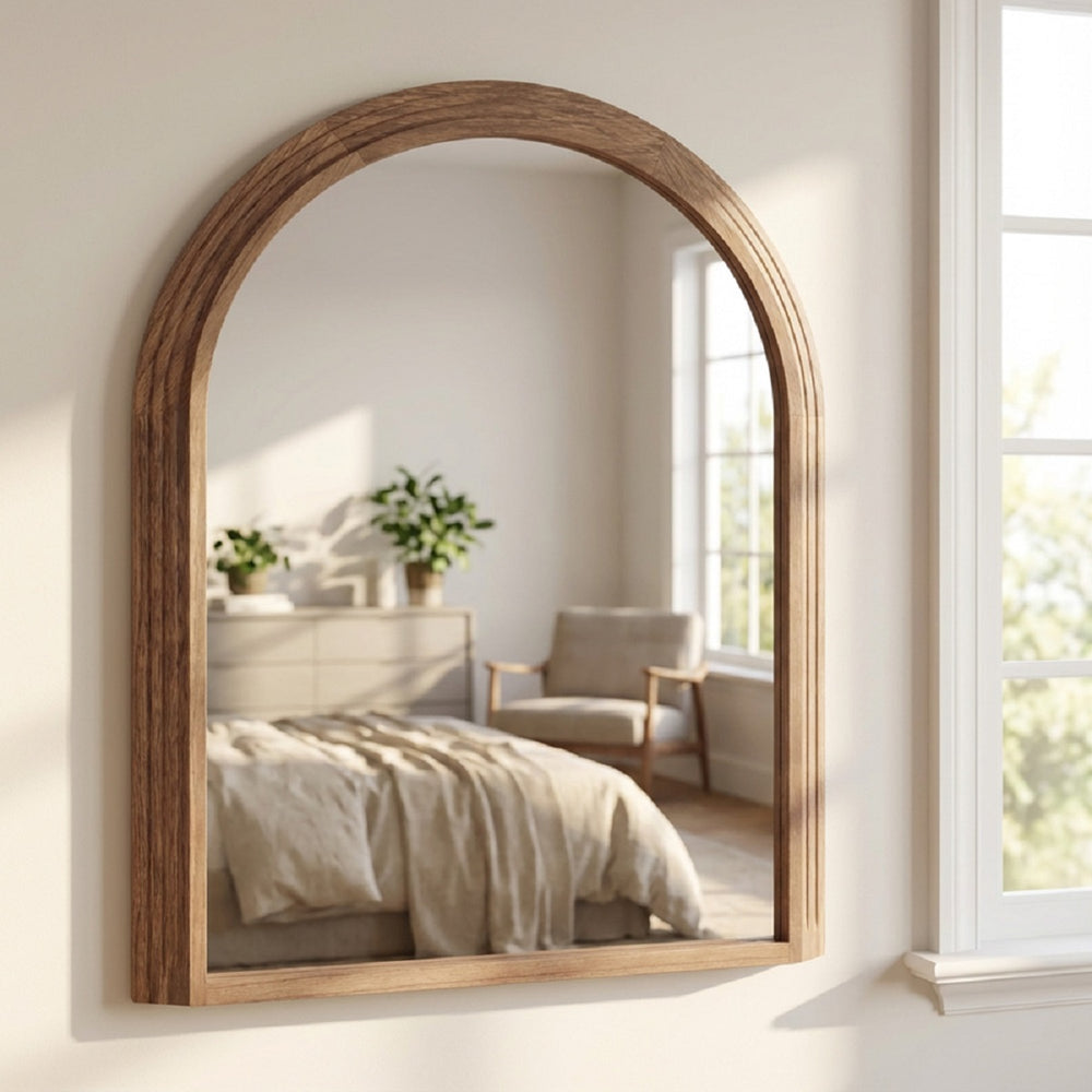 Stepped Arched Wall Mirror Natural