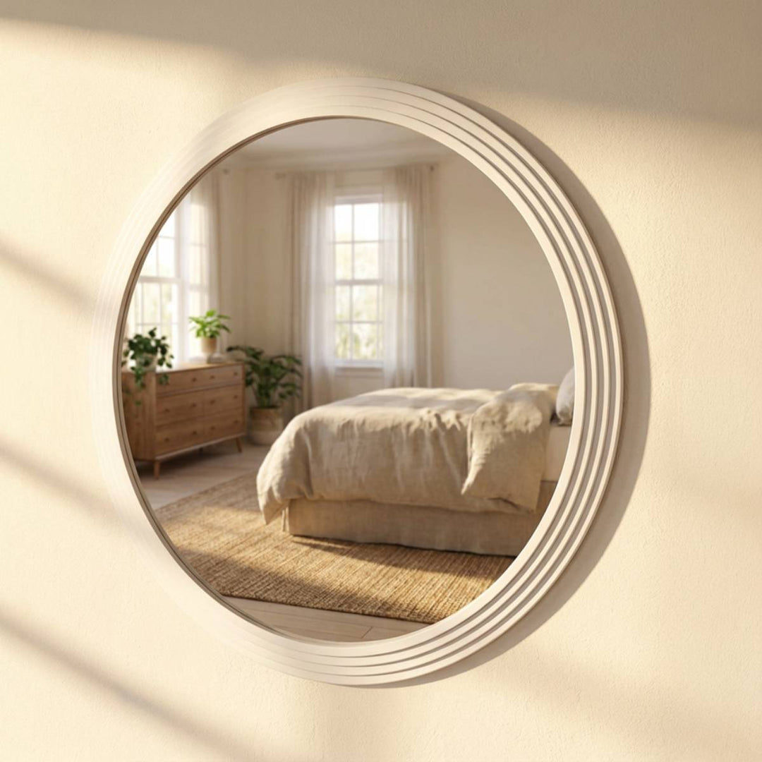Stepped Round Wall Mirror Oyster