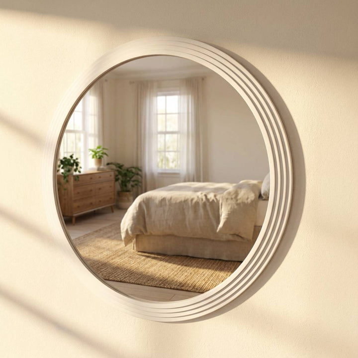 Stepped Round Wall Mirror Oyster
