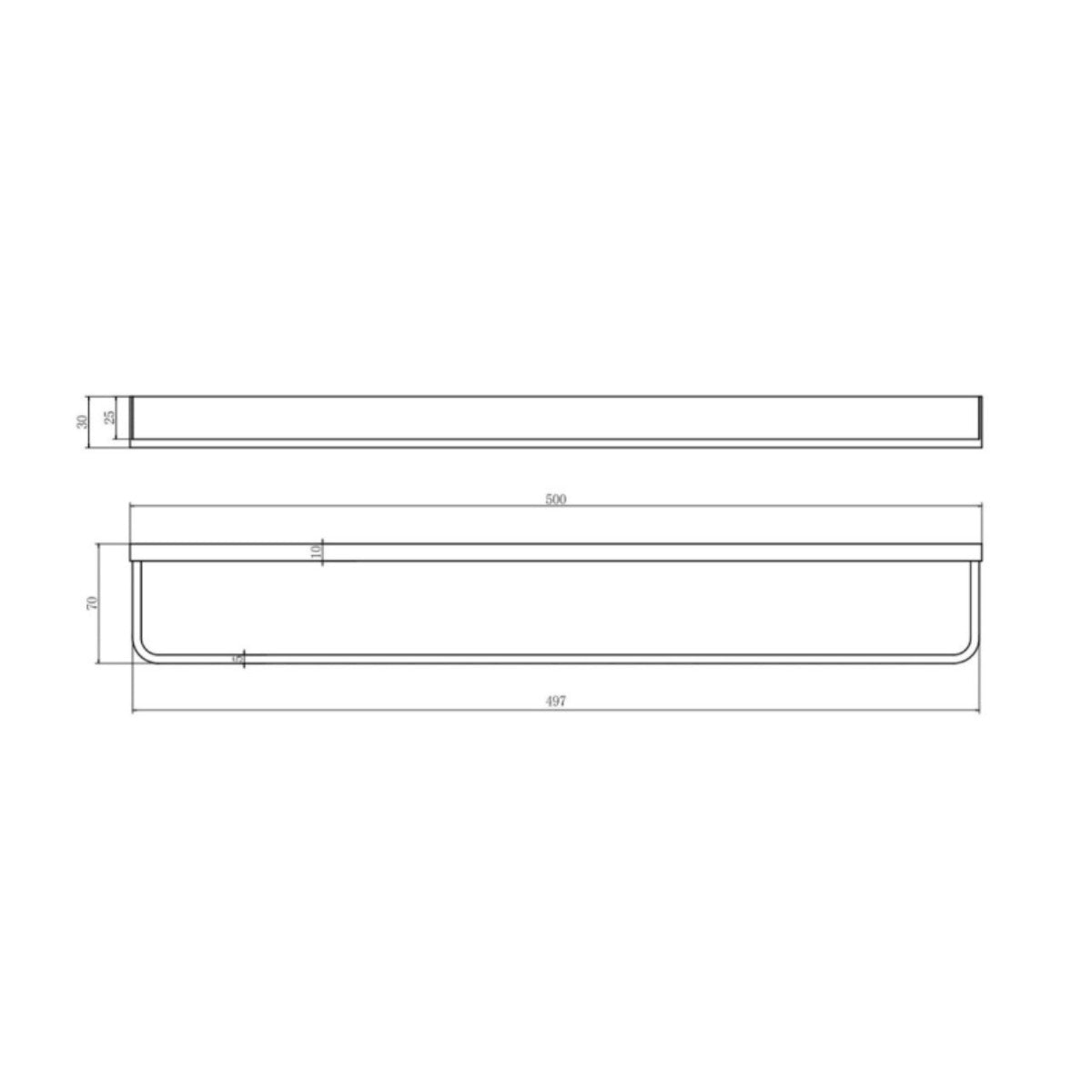 Vesu Disc Chrome Towel Rail - Technical drawing