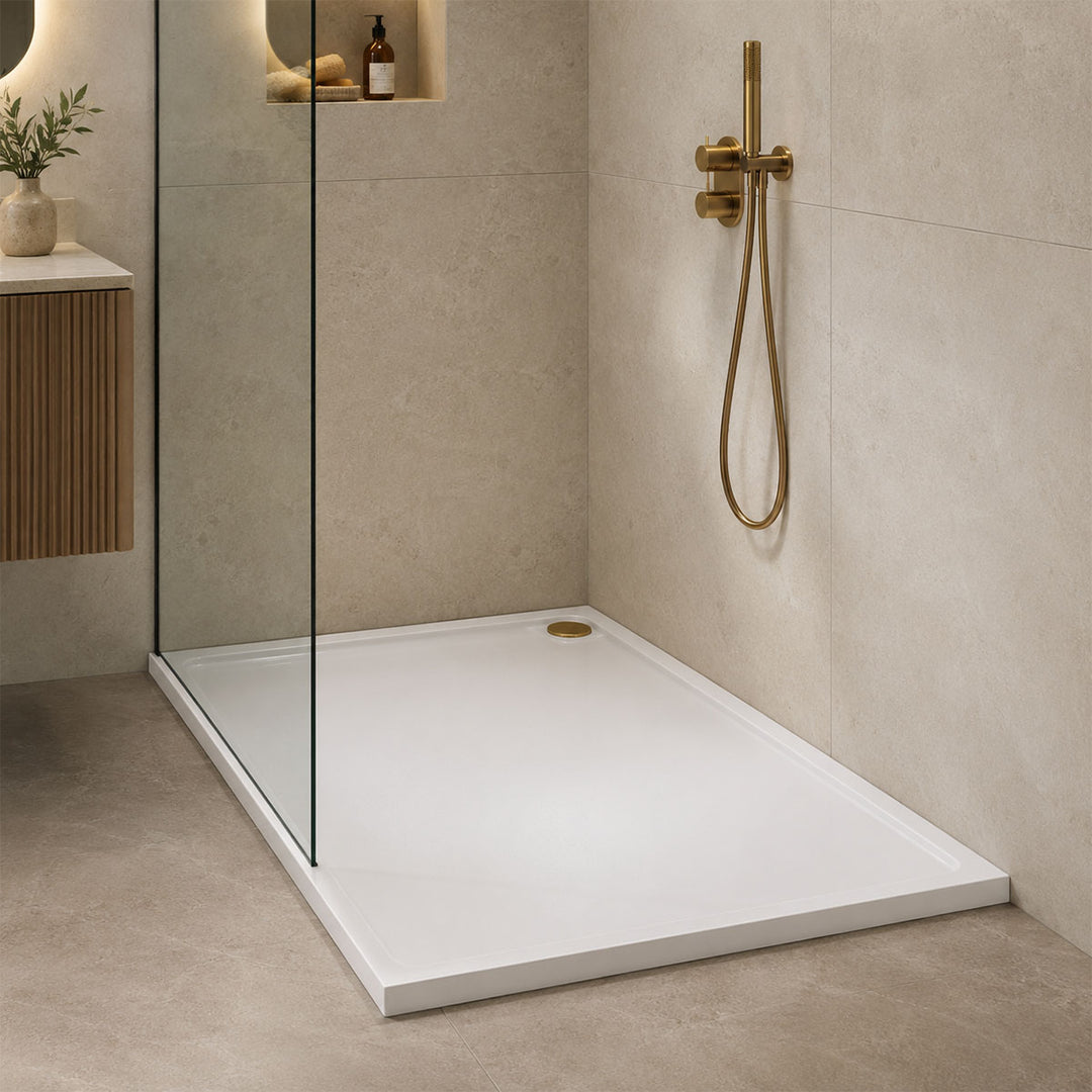 Elements 1300 x 700mm Rectangle Slim Line Shower Tray with Corner Waste