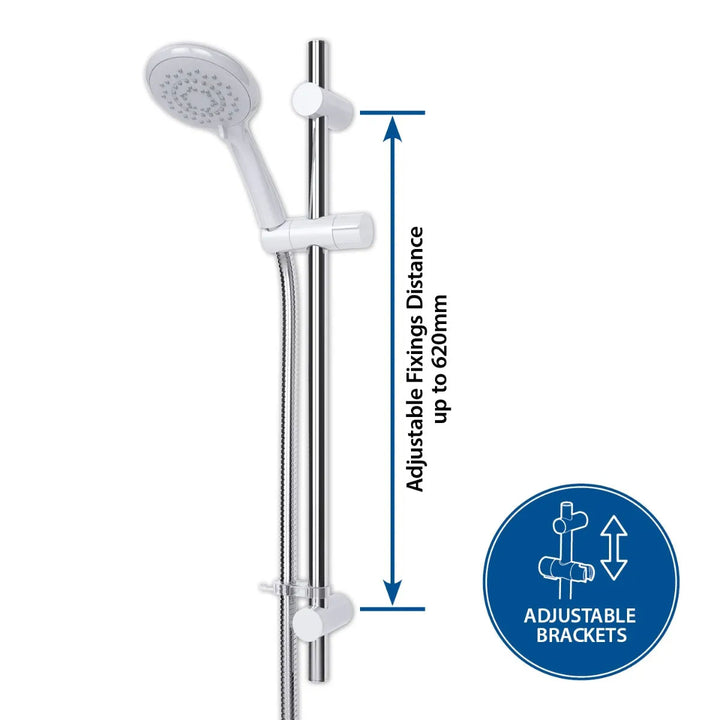 Triton Pro-Fit 8000 Series Shower Kit Complete - White/Chrome