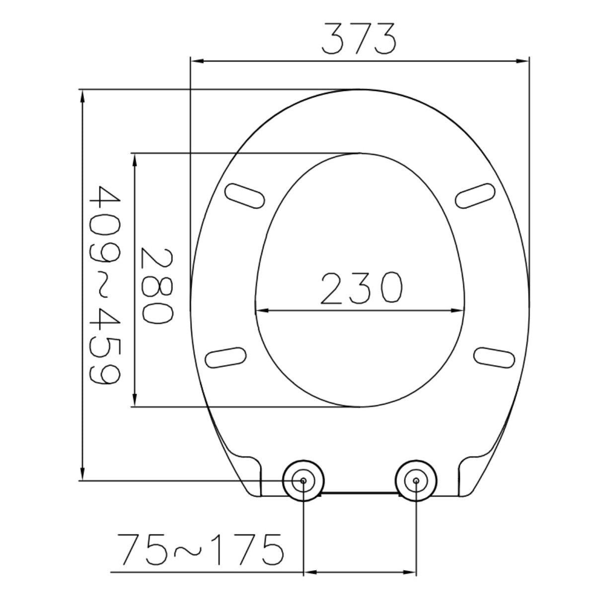 Ideal Standard Waverley Soft Close Toilet Seat - Technical drawing