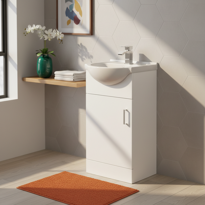Nuie Mayford 450mm Floor Standing Vanity Unit &amp; Basin - Gloss White