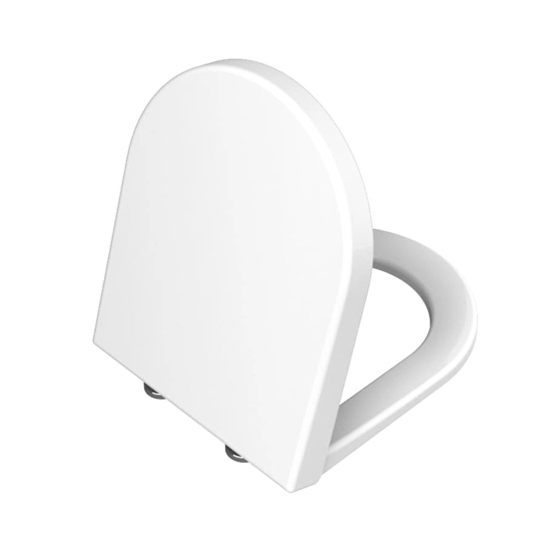 VitrA S50 soft close white Duroplast toilet seat with chrome top-fixing hinges, designed to fit compatible VitrA S50 toilets.