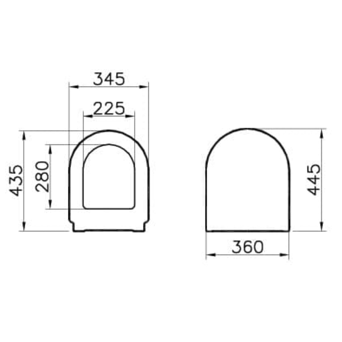 Vitra S50 Soft Close Toilet Seat - Technical drawing