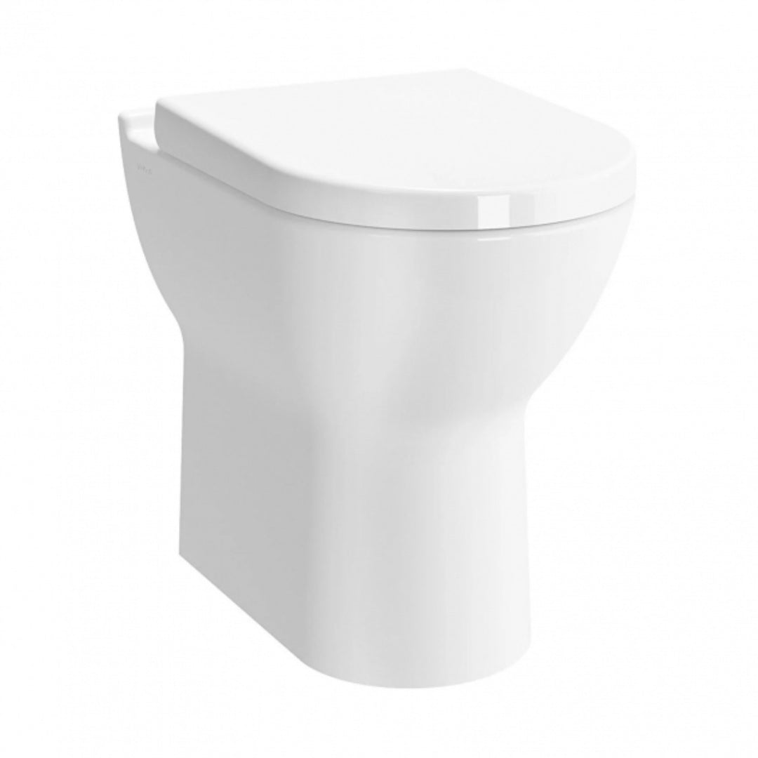 Vitra S50 comfort height back-to-wall toilet with matching toilet seat, featuring a modern vitreous china design for concealed cistern installations.