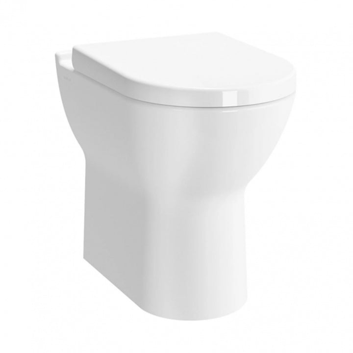 Vitra S50 comfort height back-to-wall toilet with matching toilet seat, featuring a modern vitreous china design for concealed cistern installations.