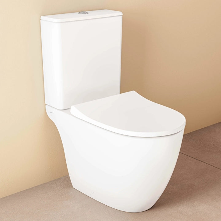 White Rimless Open Back Toilet with Soft Close Seat