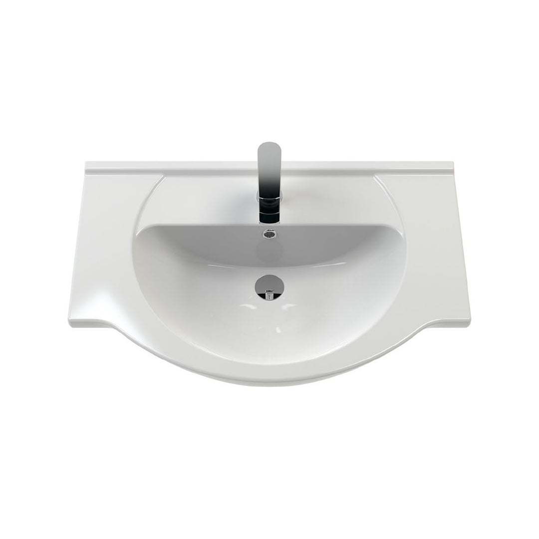 Nuie Mayford 750mm Floor Standing Gloss White Cabinet &amp; Ceramic Round Basin