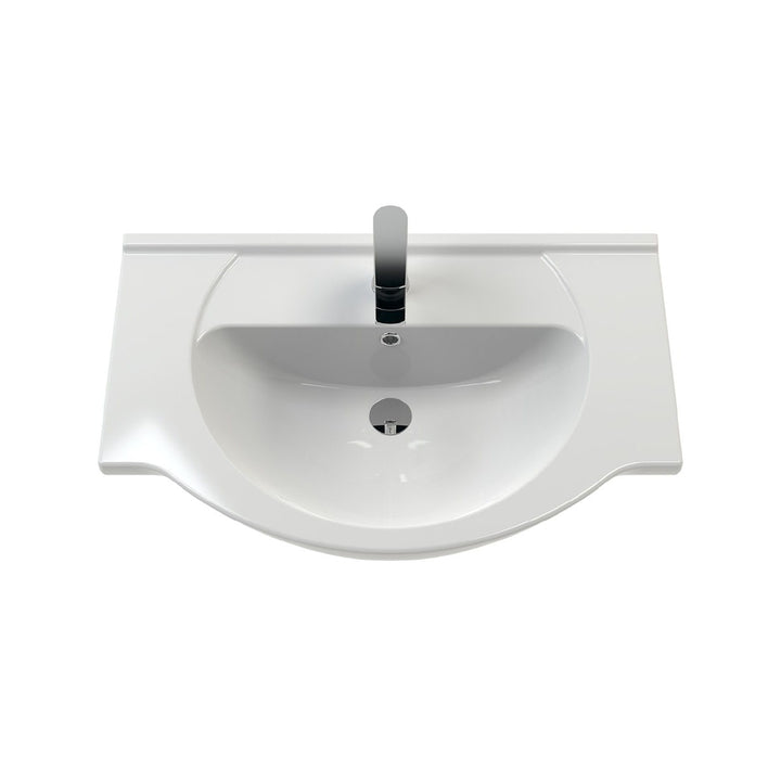 Nuie Mayford 750mm Floor Standing Gloss White Cabinet &amp; Ceramic Round Basin