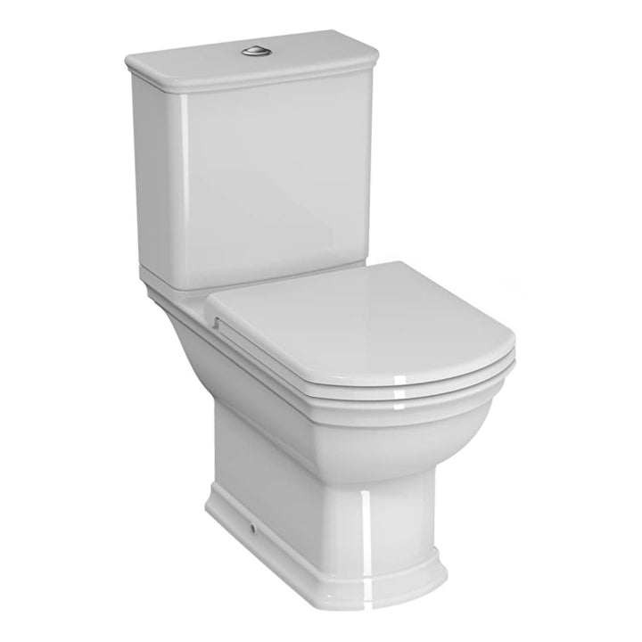 Classic White Close Coupled Open Back Toilet with Soft Close Seat