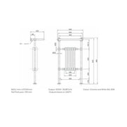 Traditional English Devon Cast Iron Bathroom Radiator - Technical drawing