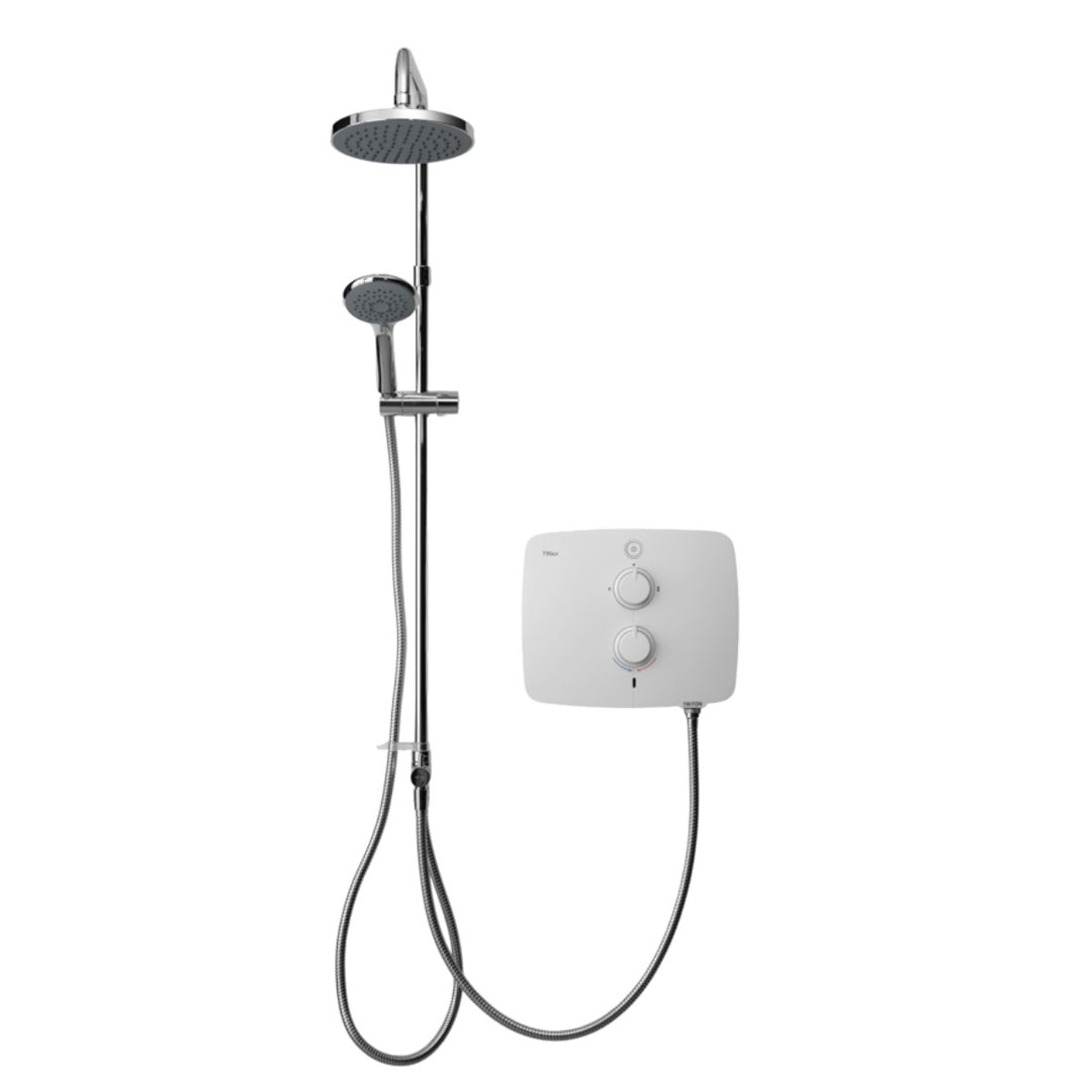 Triton T90ER White 9Kw with Chrome DuElec Diverter Kit