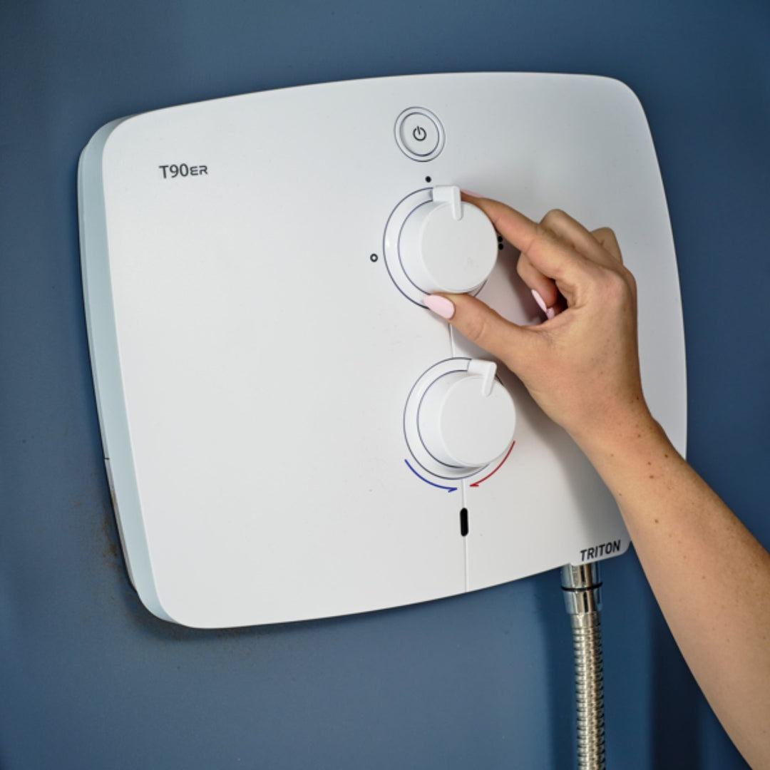 Triton T90ER White 9Kw with Chrome DuElec Diverter Kit
