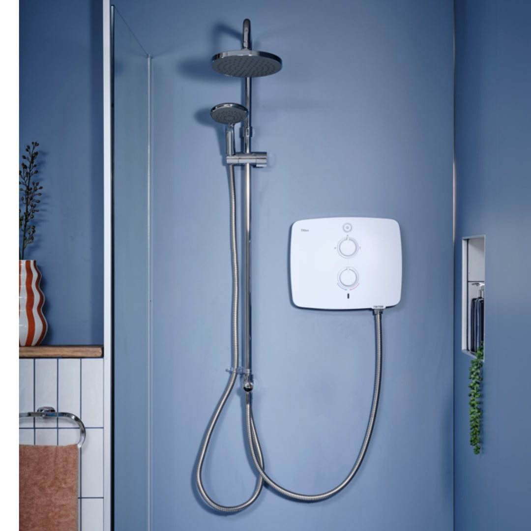 Triton T90ER White 9Kw with Chrome DuElec Diverter Kit
