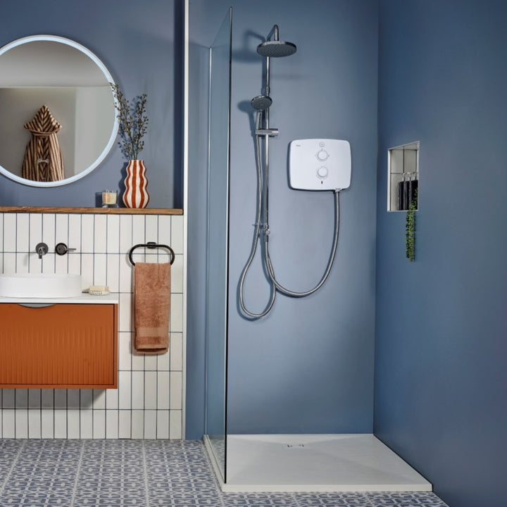 Triton T90ER White 9Kw with Chrome DuElec Diverter Kit