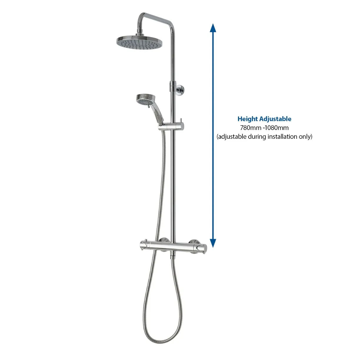 Triton Dene Bar Diverter c/w Fixing Brackets - Technical drawing