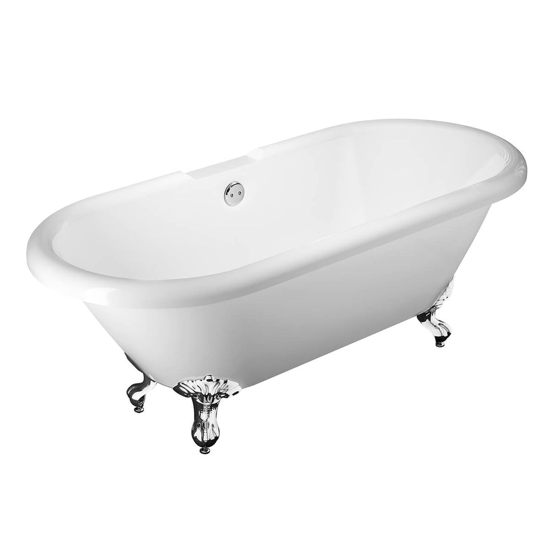 Balmoral 1700mm Double Ended Roll Top Bath with Chrome Claw &amp; Ball Feet