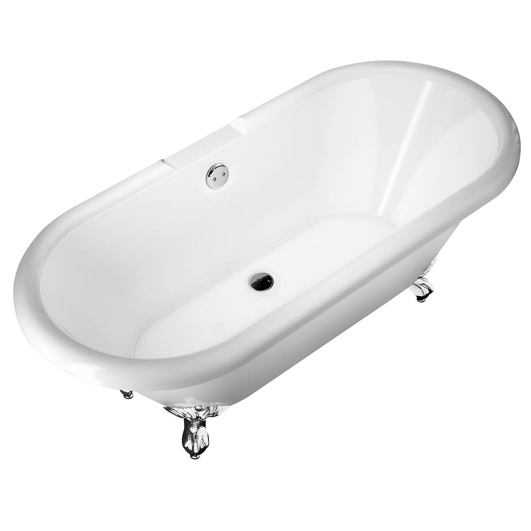 Balmoral 1700mm Double Ended Roll Top Bath with Black Claw &amp; Ball Feet